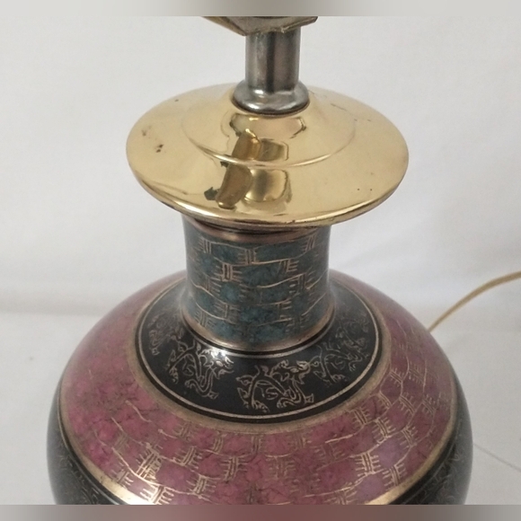 Vintage Porcelain Hand Painted Lamp - Gold Gilding, Marbleized - Picture 2 of 8